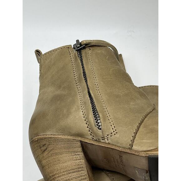 Acne Studios Luxury Beige Pistol Leather Side Zip Ankle Booties Sz39/8.5 US - Picture 9 of 15